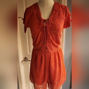 Beautiful Lace Jumper Bright Orange size M
